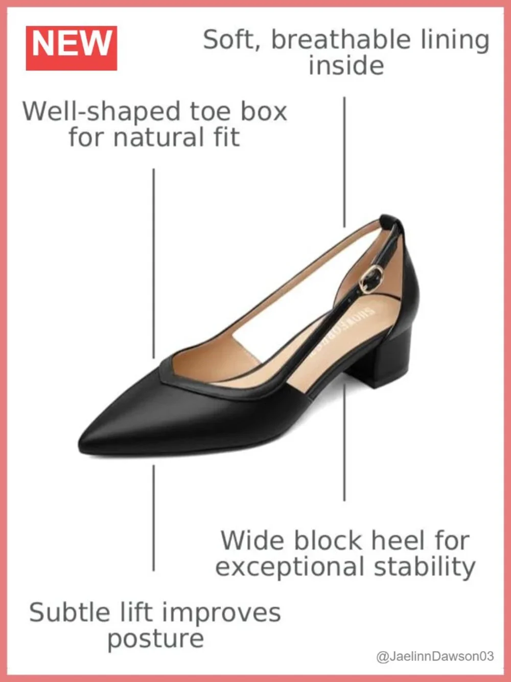 Women's Pointed Toe Low Chunky Heel Pumps, Faux Leather Block Heel Dress Shoes